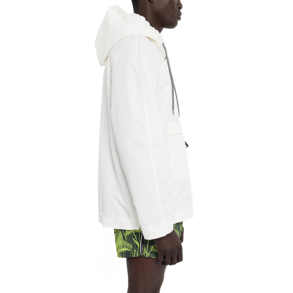NYLON AND MESH ZIPPERED WINDBREAKER WITH HOOD