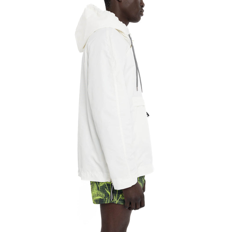 NYLON AND MESH ZIPPERED WINDBREAKER WITH HOOD