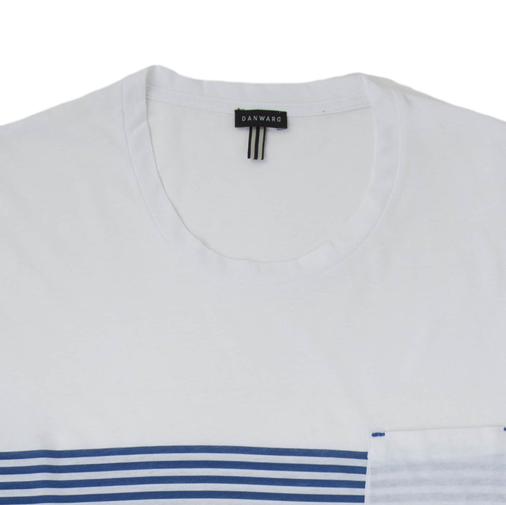 SUPER LIGHT WEIGHT COTTON JERSEY SCOOP NECK T-SHIRT WITH STRIPE PRINT