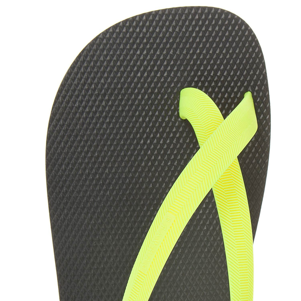 BICOLORED CROSS TOE FLIP-FLOP, BLACK WITH LEMON
