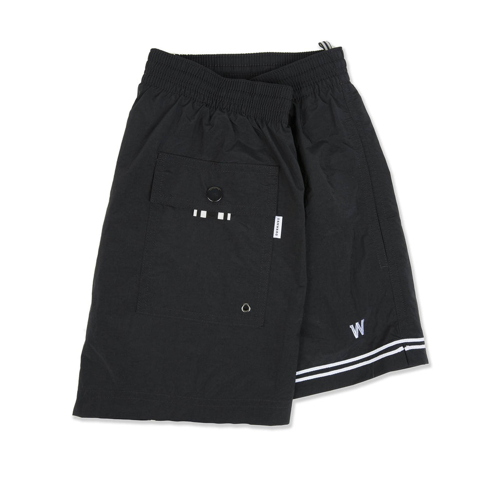 BLACK ELASTICATED SWIM SHORT