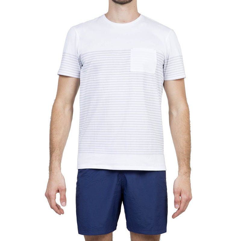 PIMA COTTON SCOOP NECK T-SHIRT WITH STRIPE PRINT