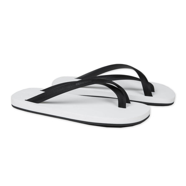 BICOLORED CROSS TOE FLIP-FLOP, WHITE WITH BLACK - DanWard