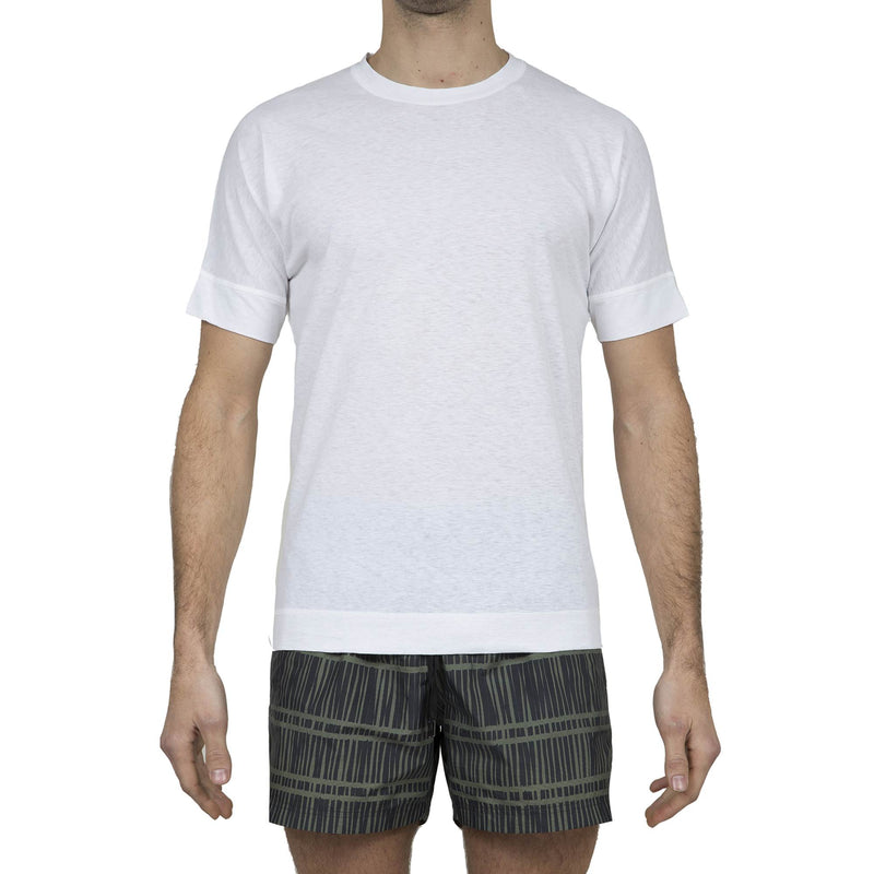 COTTON/LINEN JERSEY T-SHIRT WITH KIMONO STYLE SHORT SLEEVES