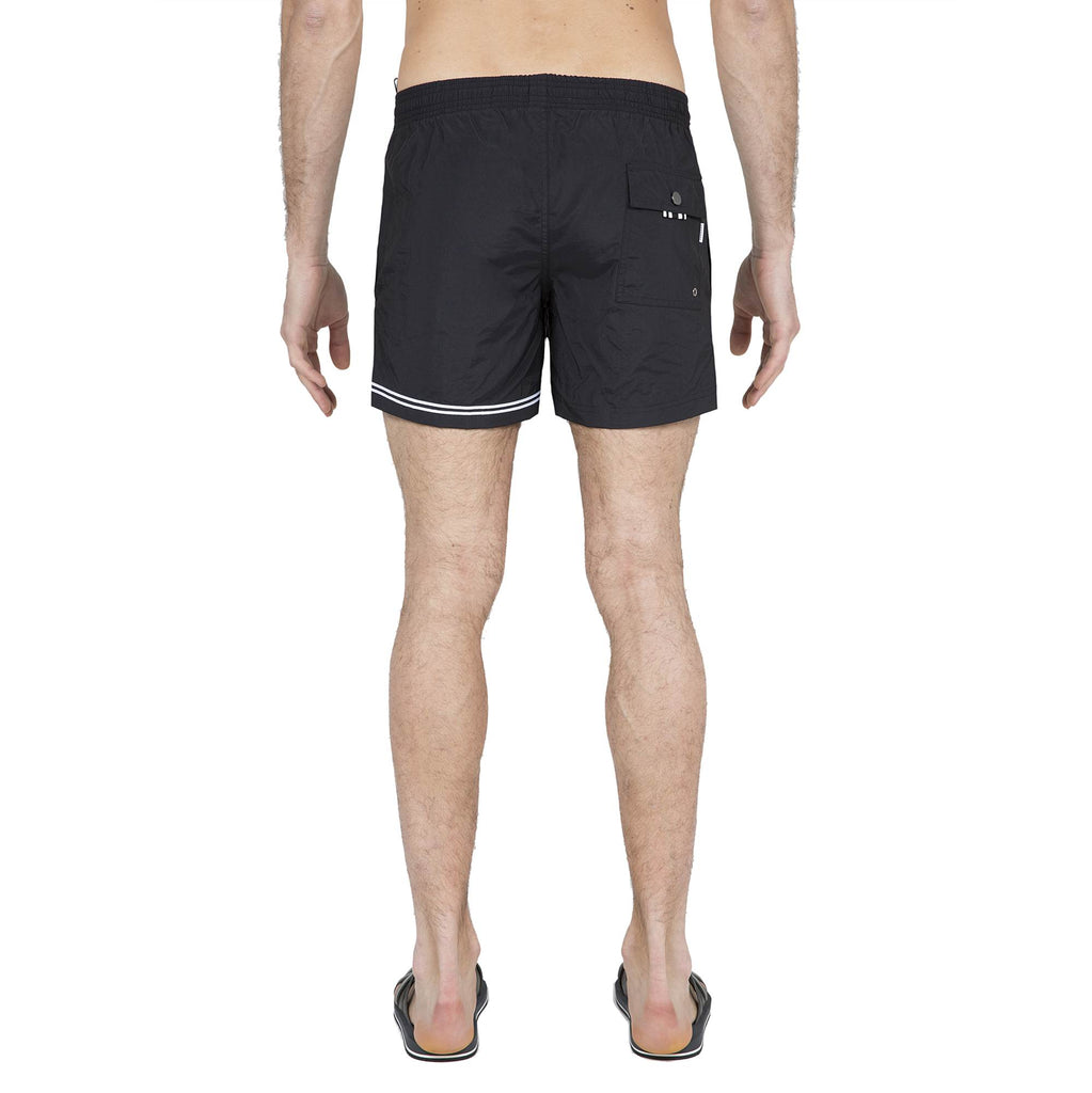 BLACK ELASTICATED SWIM SHORT