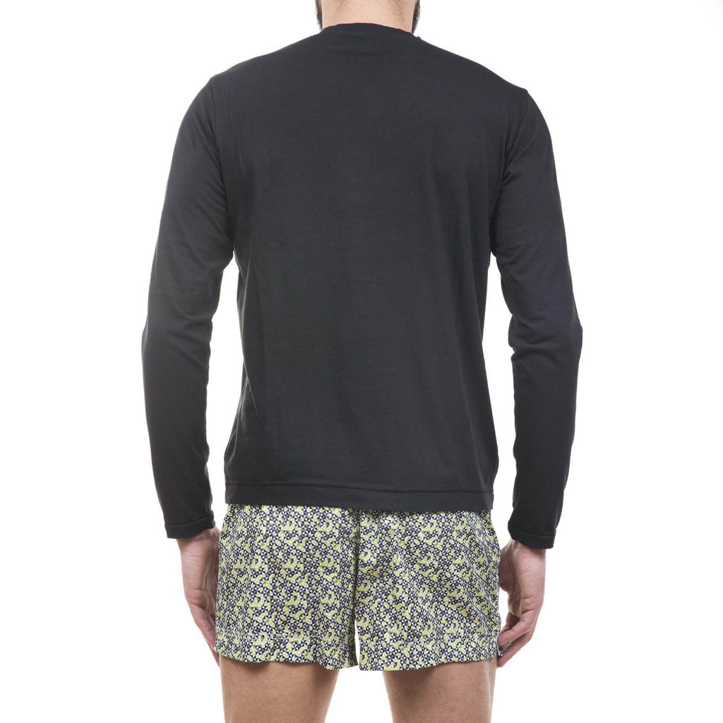 COTTON JERSEY-POPELINE GARMENT DYED LONG SLEEVE CREW NECK T-SHIRT