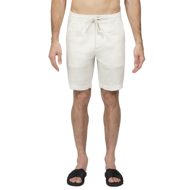 IVORY ELASTICATED LINEN SHORT WITH DRAWSTRING