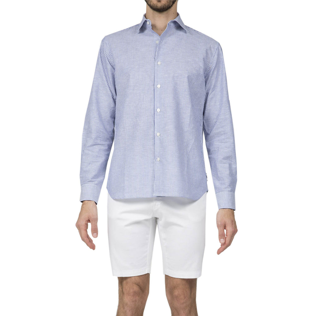 LONG SLEEVE STRIPED SHIRT IN LINEN AND COTTON