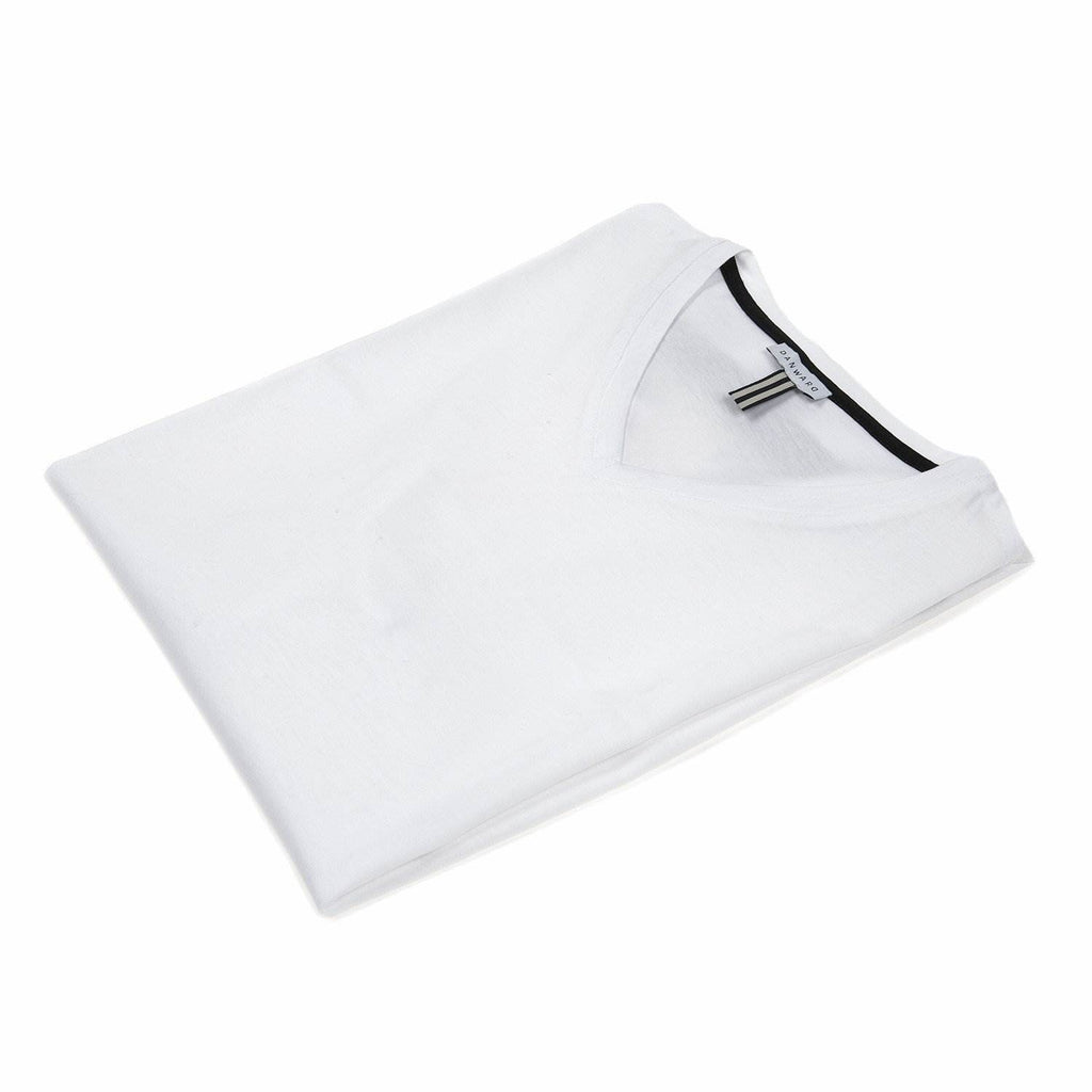COTTON V-NECK T-SHIRT WITH CONTRAST INSERT DETAIL