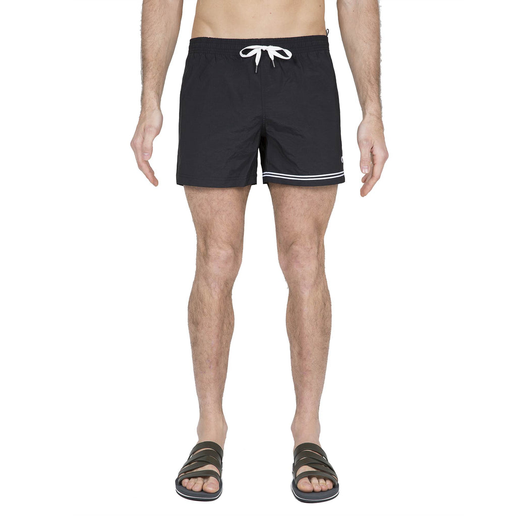 BLACK ELASTICATED SWIM SHORT