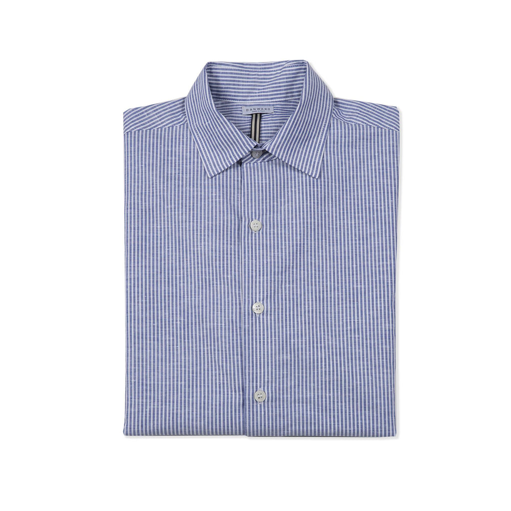 LONG SLEEVE STRIPED SHIRT IN LINEN AND COTTON