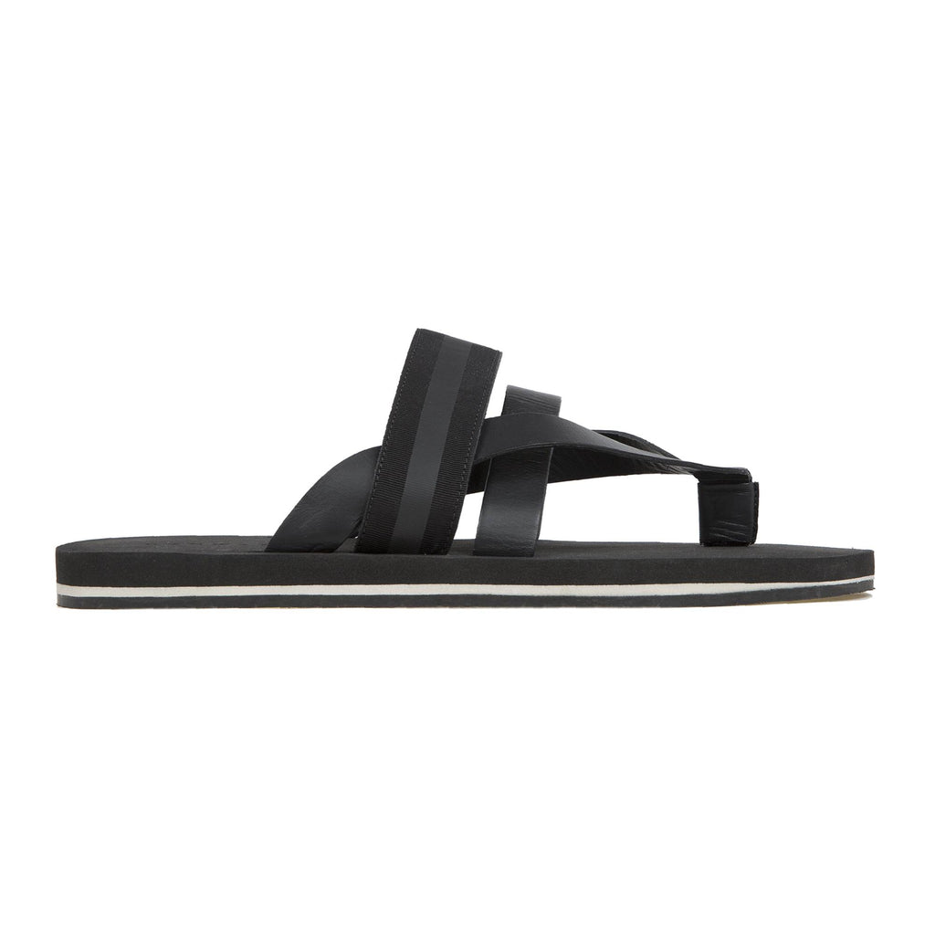 BICOLORED MICRO SOLE LEATHER THONG WITH GROSGRAIN TRIM