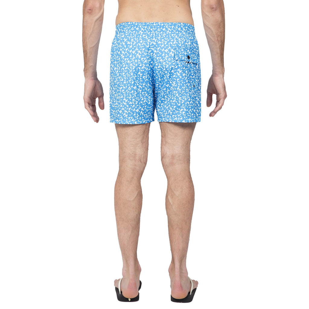 BLUE ELASTICATED MID-LENGTH SWIM BOXER
