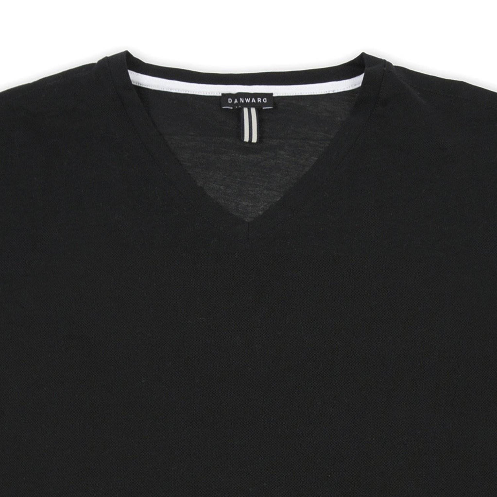 COTTON V-NECK T-SHIRT WITH CONTRAST INSERT DETAIL