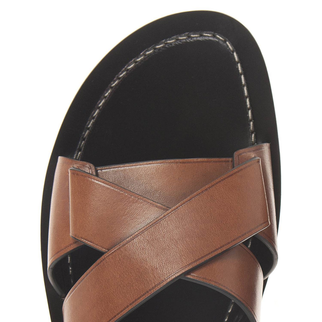 CRISSCROSS MULTI-STRAPPED LEATHER SANDAL