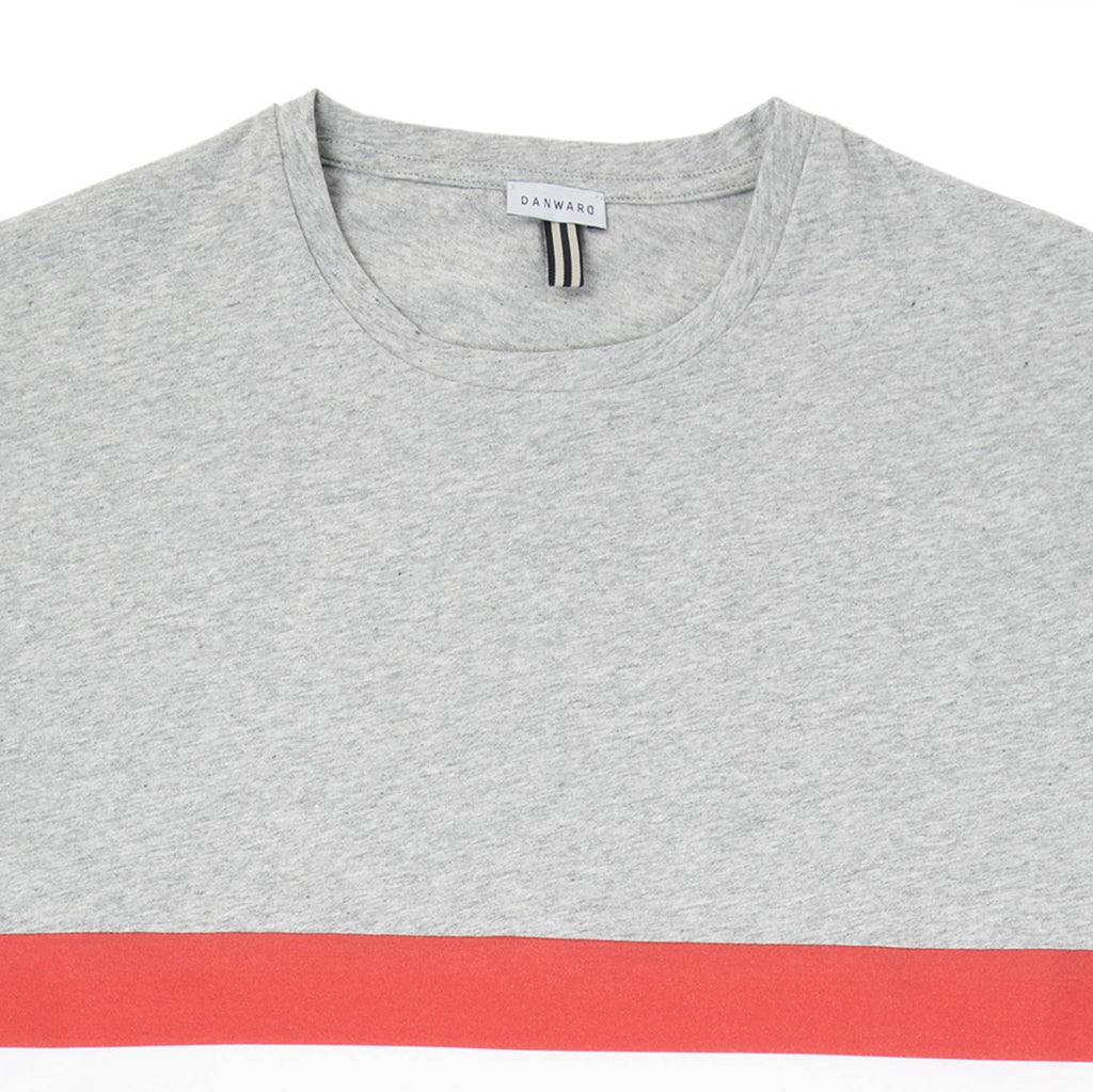 COTTON CREW NECK T-SHIRT IN MELANGE JERSEY WITH CONTRAST DECKCHAIR STRIPES