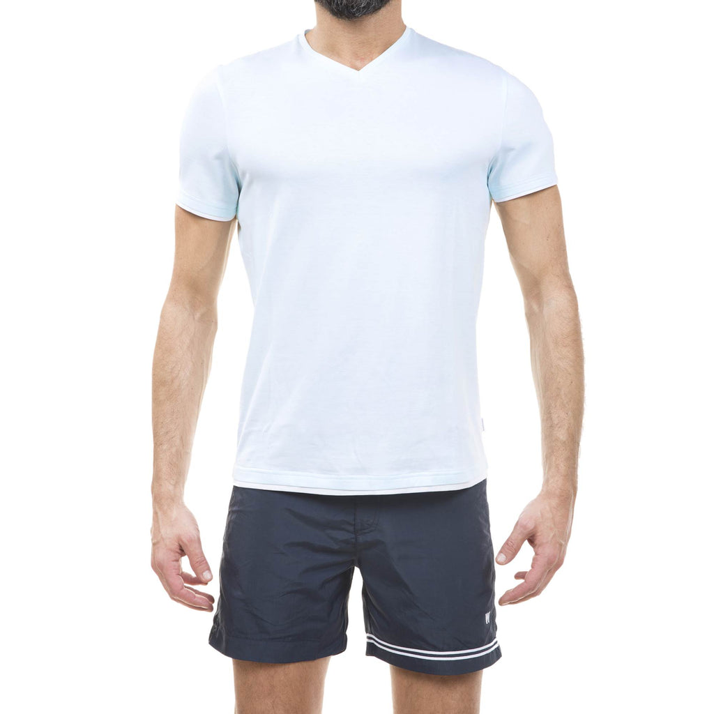 COTTON V-NECK T-SHIRT WITH CONTRAST INSERT DETAIL