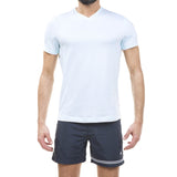 COTTON V-NECK T-SHIRT WITH CONTRAST INSERT DETAIL