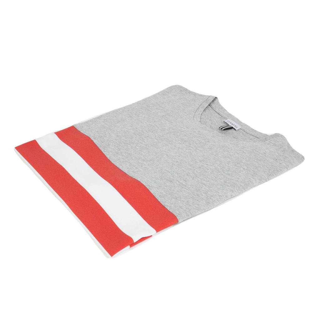 COTTON CREW NECK T-SHIRT IN MELANGE JERSEY WITH CONTRAST DECKCHAIR STRIPES