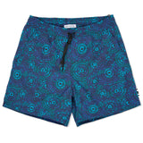 NAVY PRINT ELASTICATED MID-LENGTH SWIM SHORT