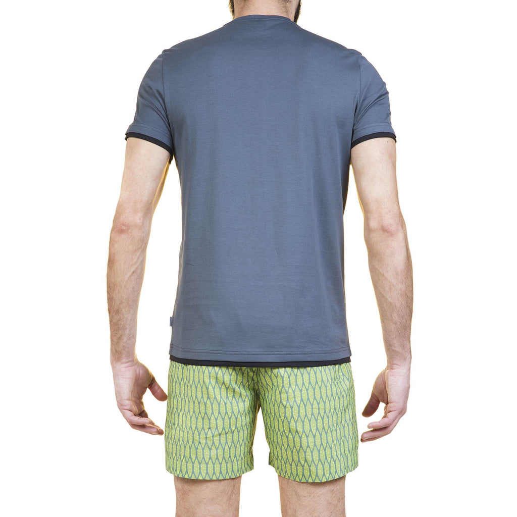 COTTON V-NECK T-SHIRT WITH CONTRAST INSERT DETAIL