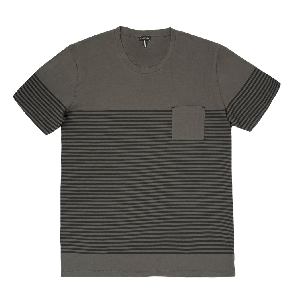 SUPER LIGHT WEIGHT COTTON JERSEY SCOOP NECK T-SHIRT WITH STRIPE PRINT