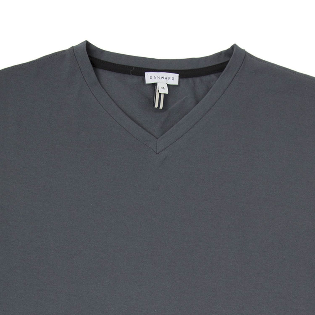 COTTON V-NECK T-SHIRT WITH CONTRAST INSERT DETAIL