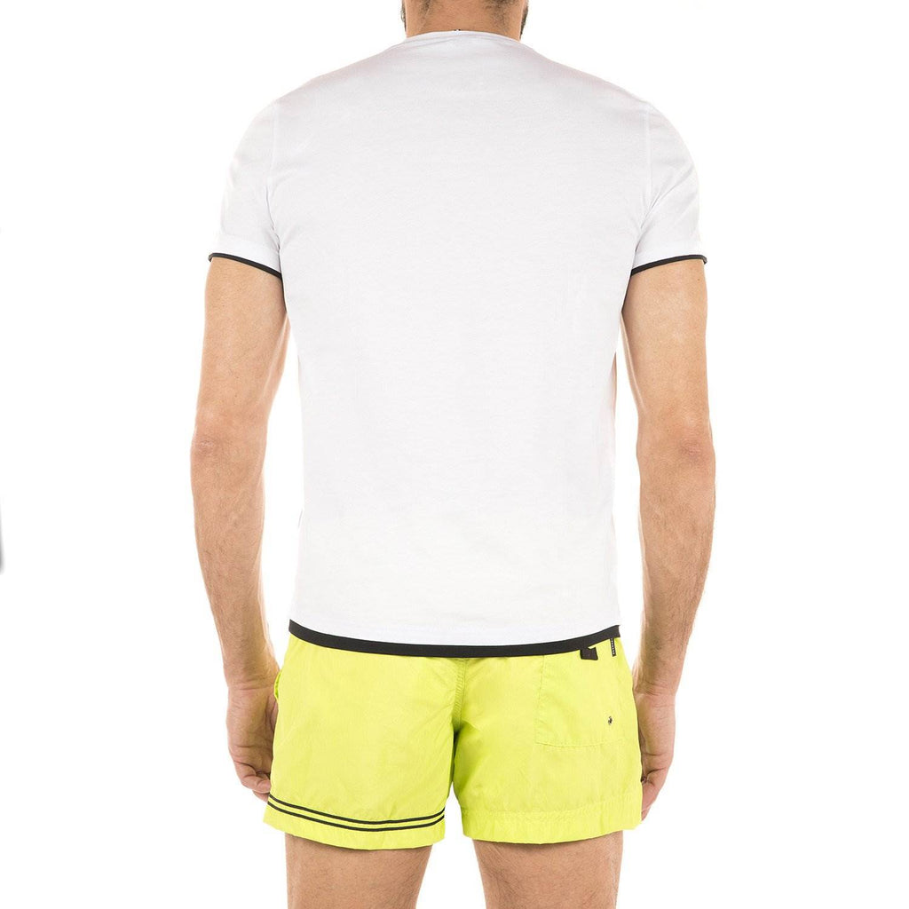 COTTON V-NECK T-SHIRT WITH CONTRAST INSERT DETAIL