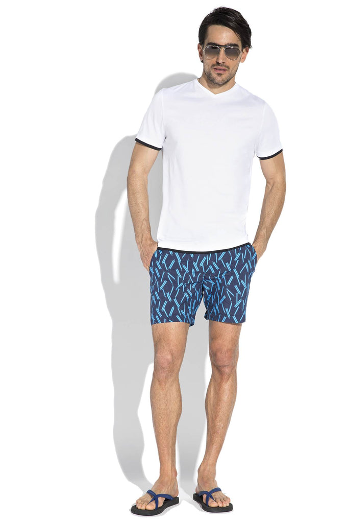 COTTON V-NECK T-SHIRT WITH CONTRAST INSERT DETAIL
