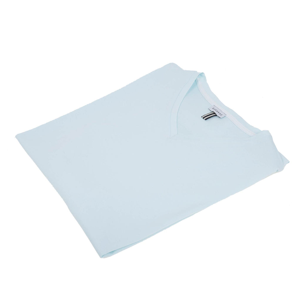 COTTON V-NECK T-SHIRT WITH CONTRAST INSERT DETAIL