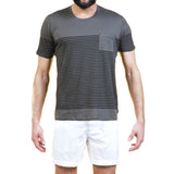 SUPER LIGHT WEIGHT COTTON JERSEY SCOOP NECK T-SHIRT WITH STRIPE PRINT