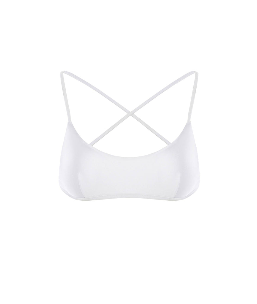 WHITE MALTA BIKINI TOP WITH CRISS-CROSS STRAPS