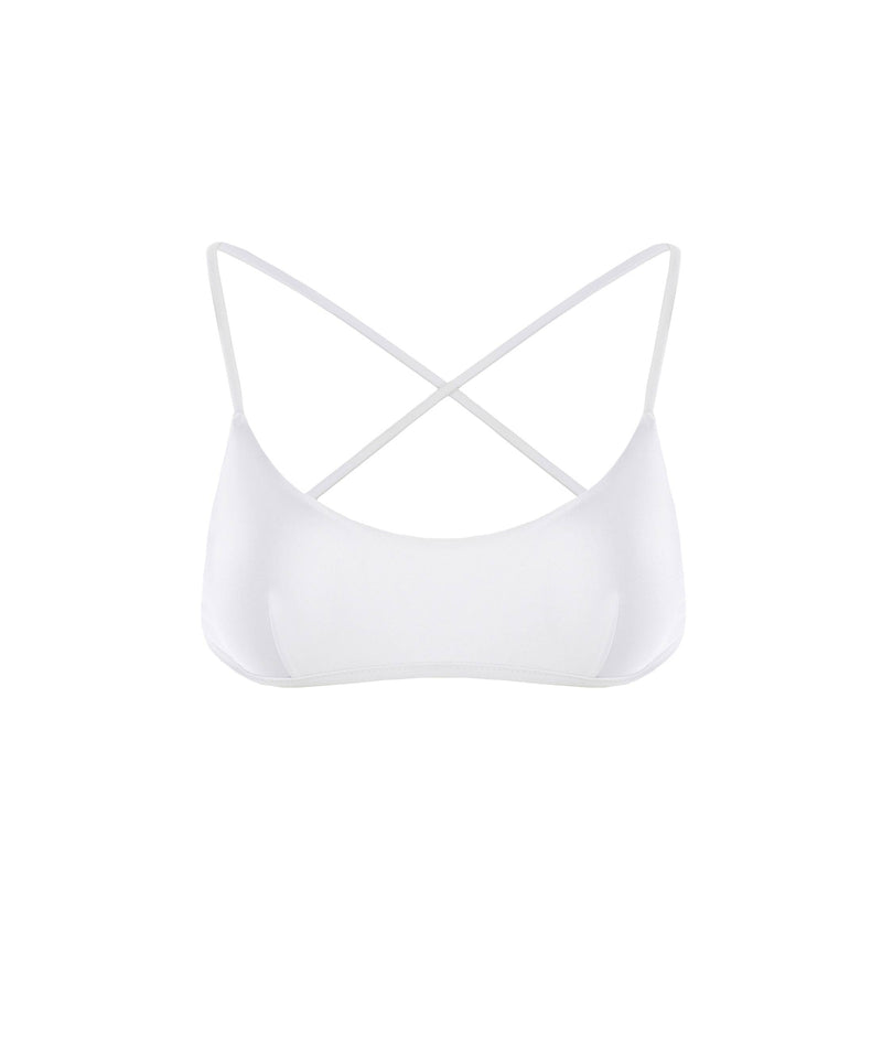 WHITE MALTA BIKINI TOP WITH CRISS-CROSS STRAPS