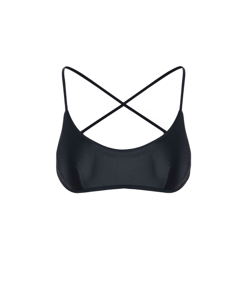 BLACK MALTA BIKINI TOP WITH CRISS-CROSS STRAPS