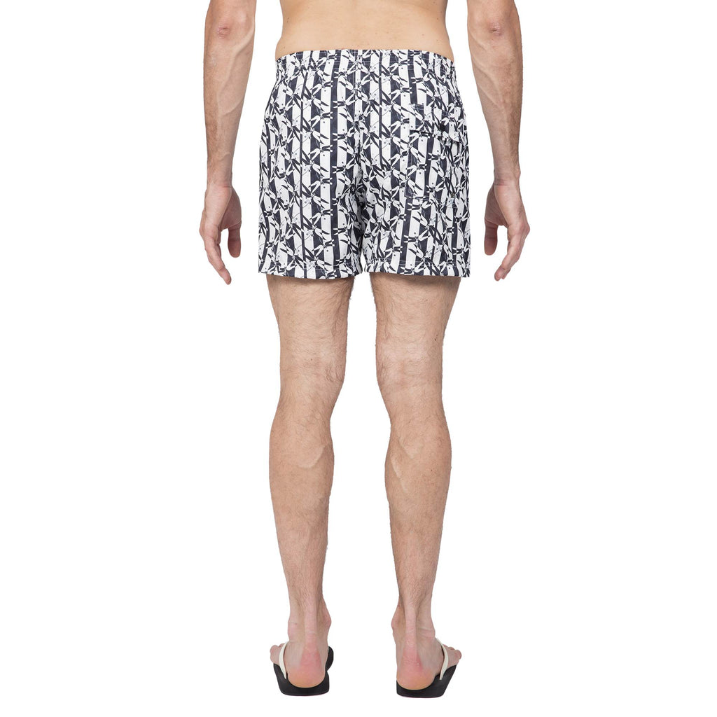 BLACK ELASTICATED MID-LENGTH SWIM BOXER