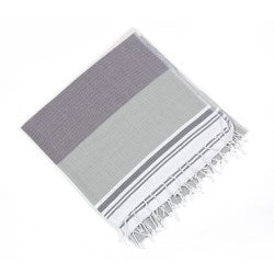 MULTI-COLORED IRREGULAR STRIPED COTTON BEACH TOWEL WITH FRINGES