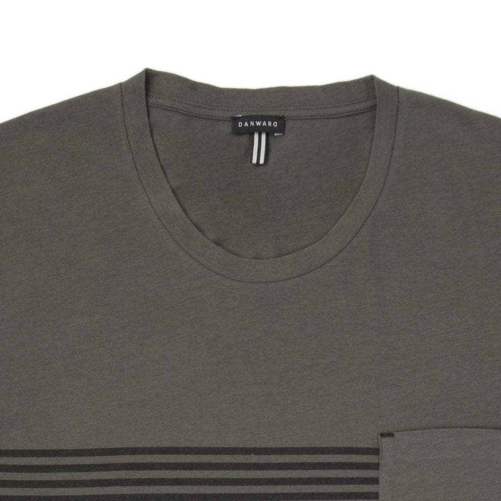 SUPER LIGHT WEIGHT COTTON JERSEY SCOOP NECK T-SHIRT WITH STRIPE PRINT