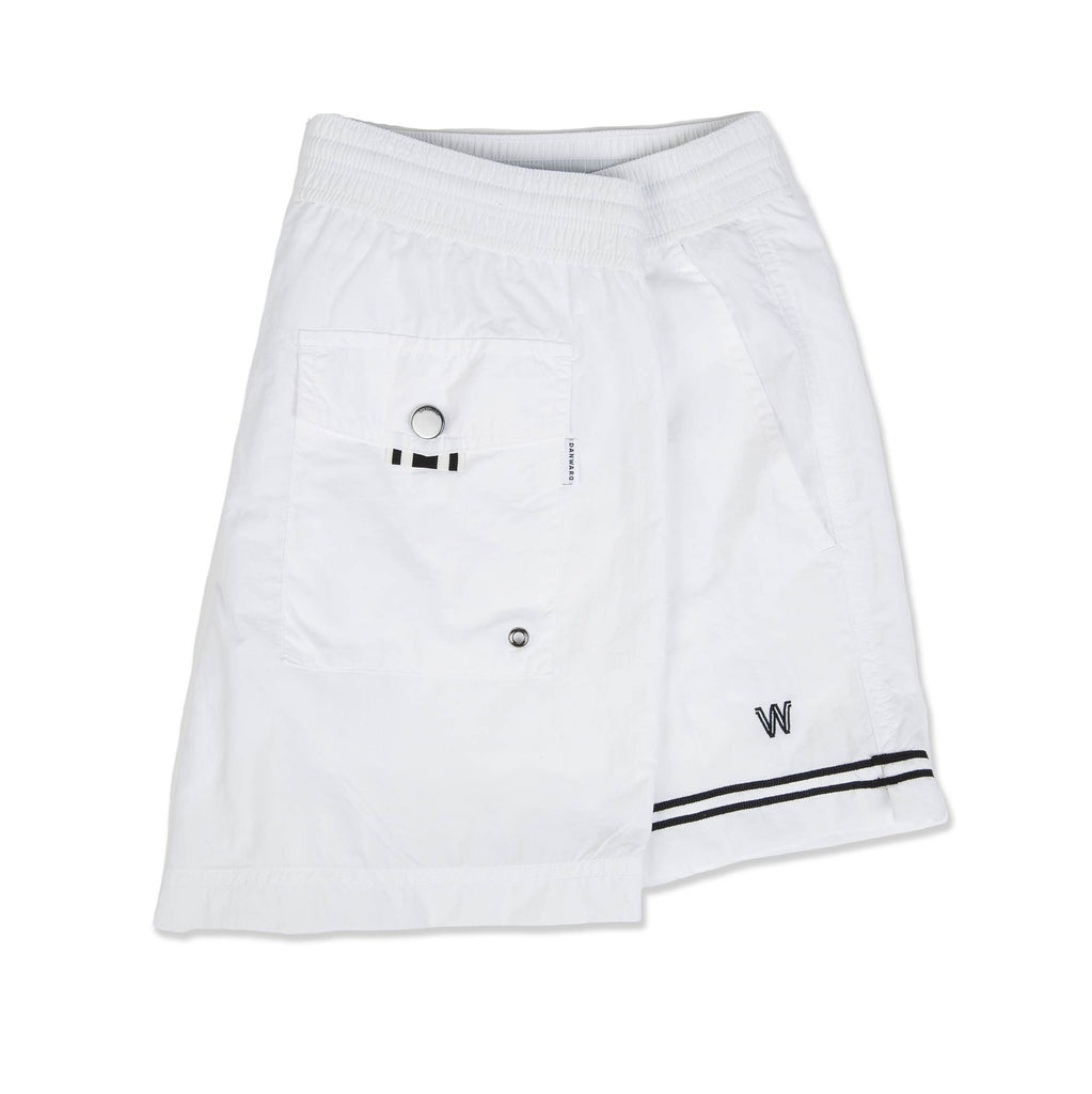 WHITE ELASTICATED SWIM SHORT