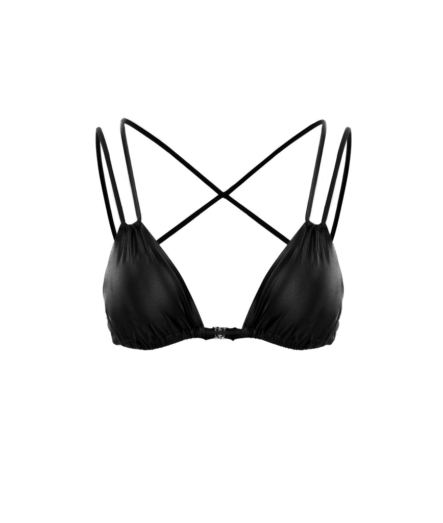 BLACK IDRA TRIANGLE BIKINI TOP WITH DOUBLE STRAP