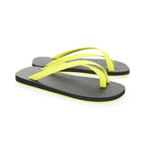 BICOLORED CROSS TOE FLIP-FLOP, BLACK WITH LEMON