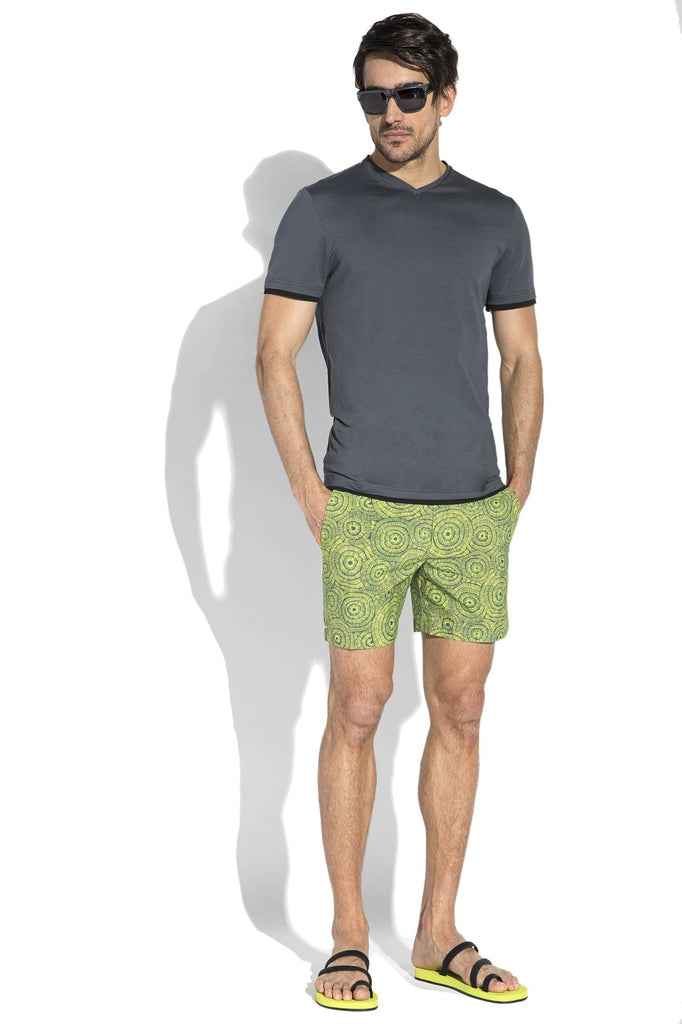 COTTON V-NECK T-SHIRT WITH CONTRAST INSERT DETAIL