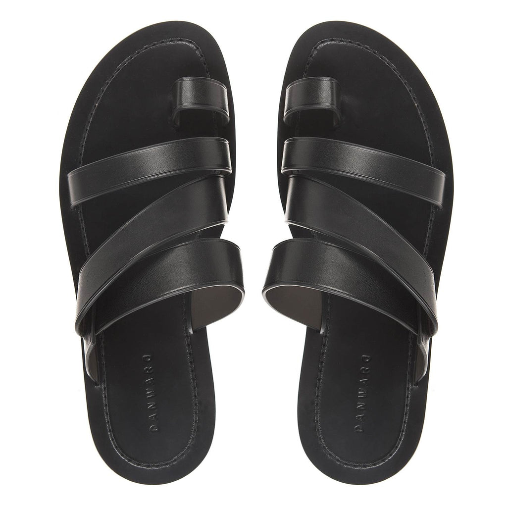 MULTI STRAP LEATHER SLIDE