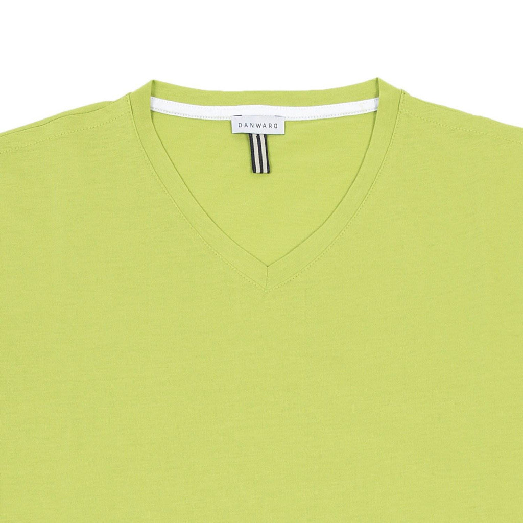 COTTON V-NECK T-SHIRT WITH CONTRAST INSERT DETAIL