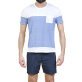 SUPER LIGHT WEIGHT COTTON JERSEY SCOOP NECK T-SHIRT WITH STRIPE PRINT