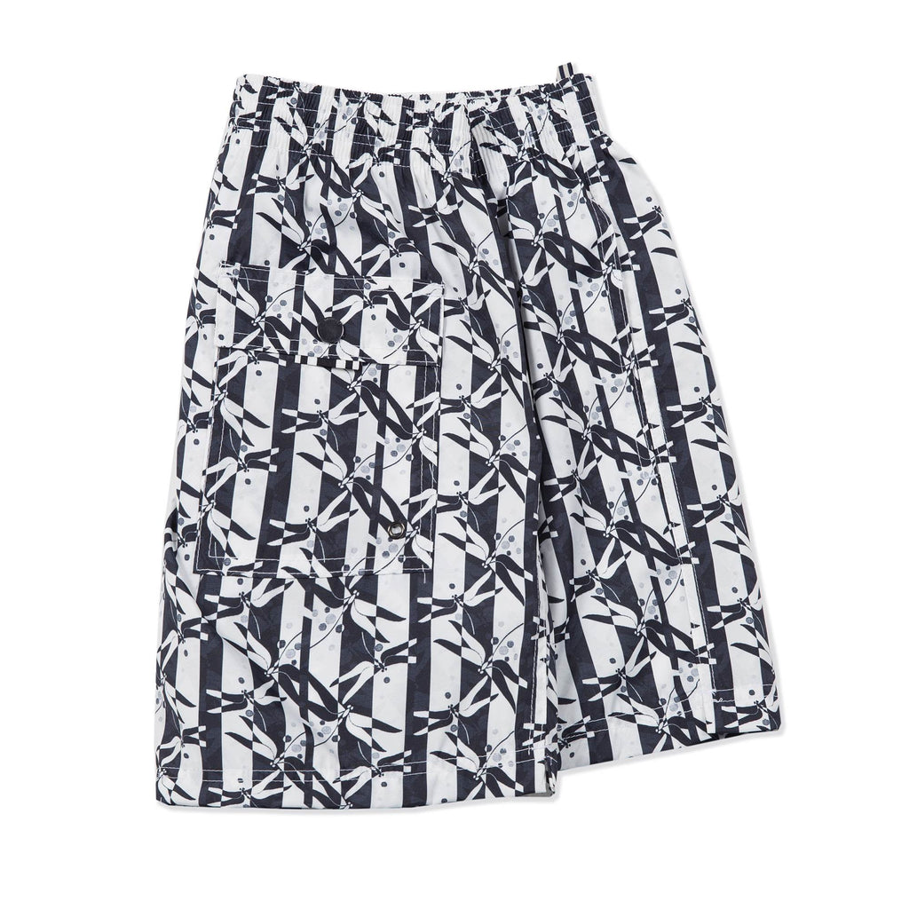 BLACK ELASTICATED MID-LENGTH SWIM BOXER