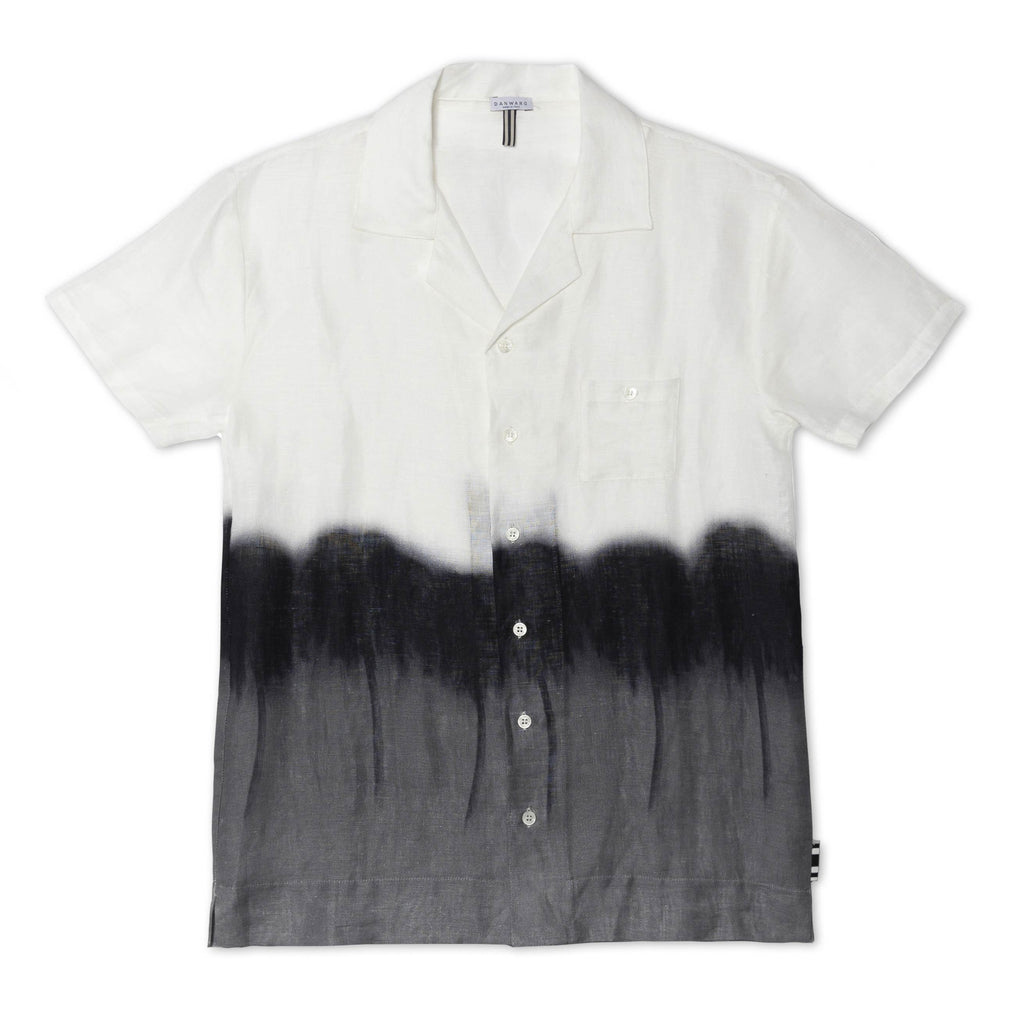 SHORT SLEEVE LINEN SHIRT WITH WEEPING PALM DEGRADE PRINT