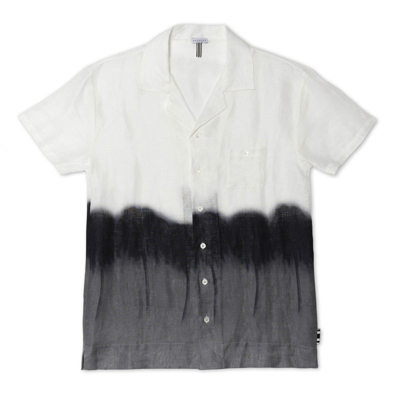 SHORT SLEEVE LINEN SHIRT WITH WEEPING PALM DEGRADE PRINT