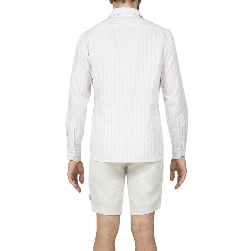 LONG SLEEVE STRIPED SHIRT IN COTTON AND LINEN