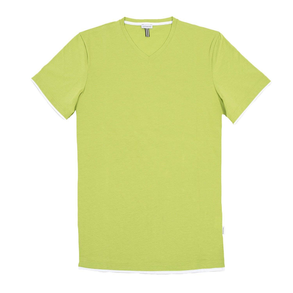 COTTON V-NECK T-SHIRT WITH CONTRAST INSERT DETAIL