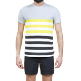 COTTON CREW NECK T-SHIRT IN MELANGE JERSEY WITH CONTRAST DECKCHAIR STRIPES